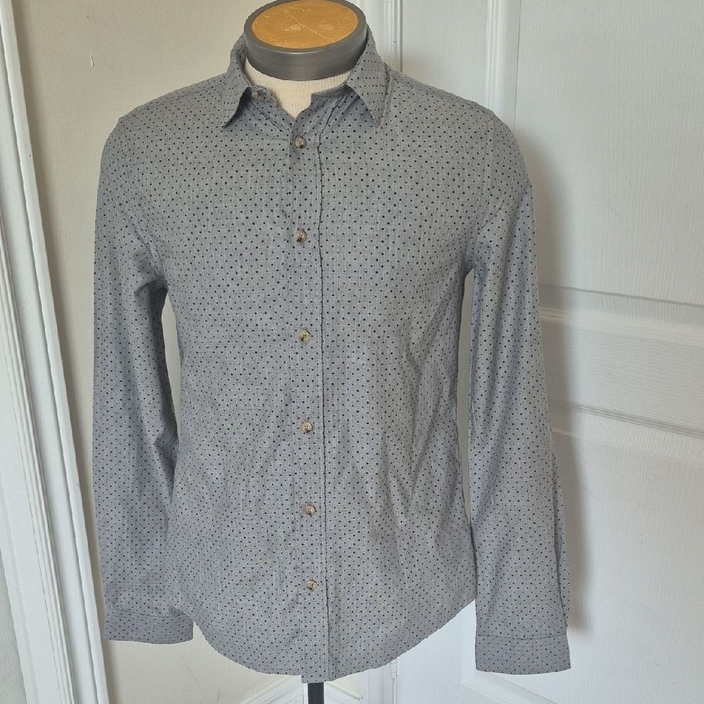 Ben Sherman Soho Slim Fit Charcoal Polka Dot Button Down Shirt